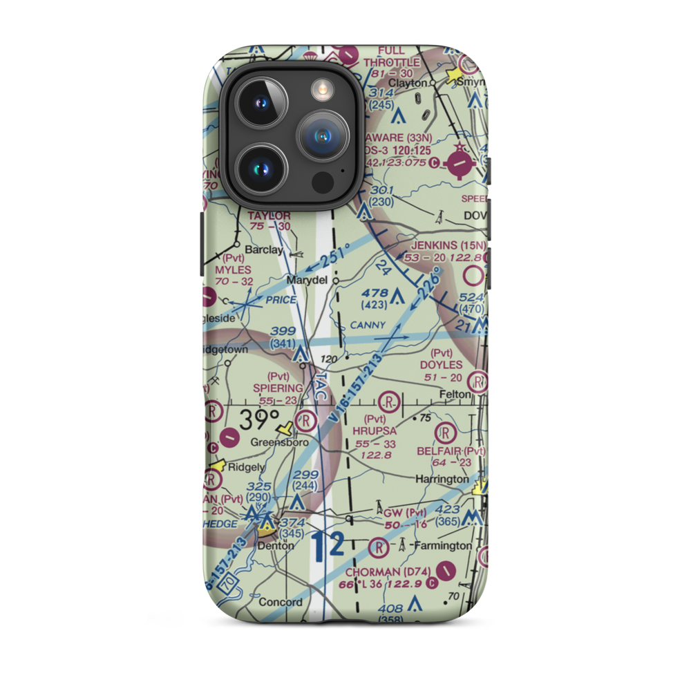 Our Domain Airport (7MD0) VFR Sectional  Tough iPhone Case iPhone 16 Pro Max model shown
