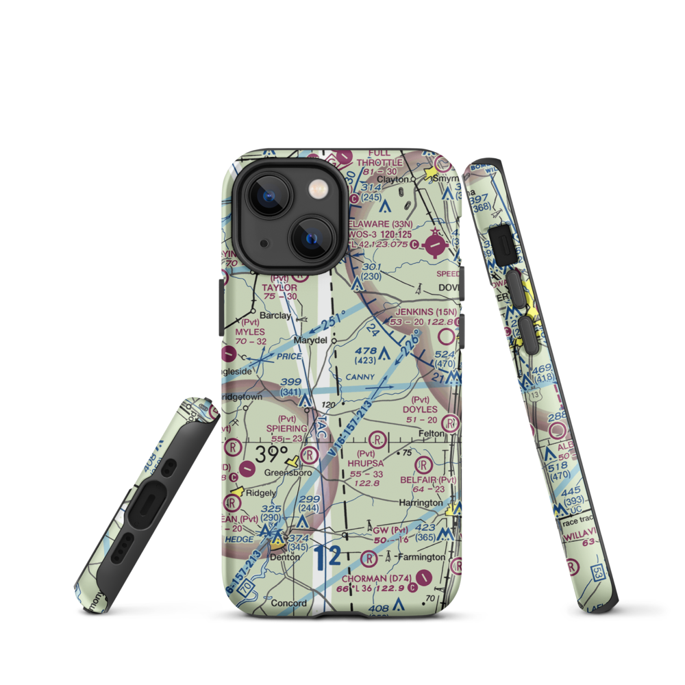 Our Domain Airport (7MD0) VFR Sectional  Tough iPhone Case iPhone 13 mini model shown