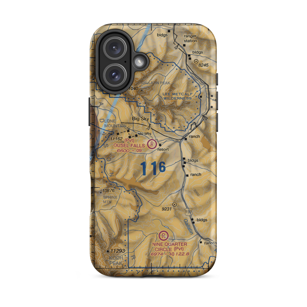 Ousel Falls Airport (MT94) VFR Sectional  Tough iPhone Case iPhone 16 Plus model shown
