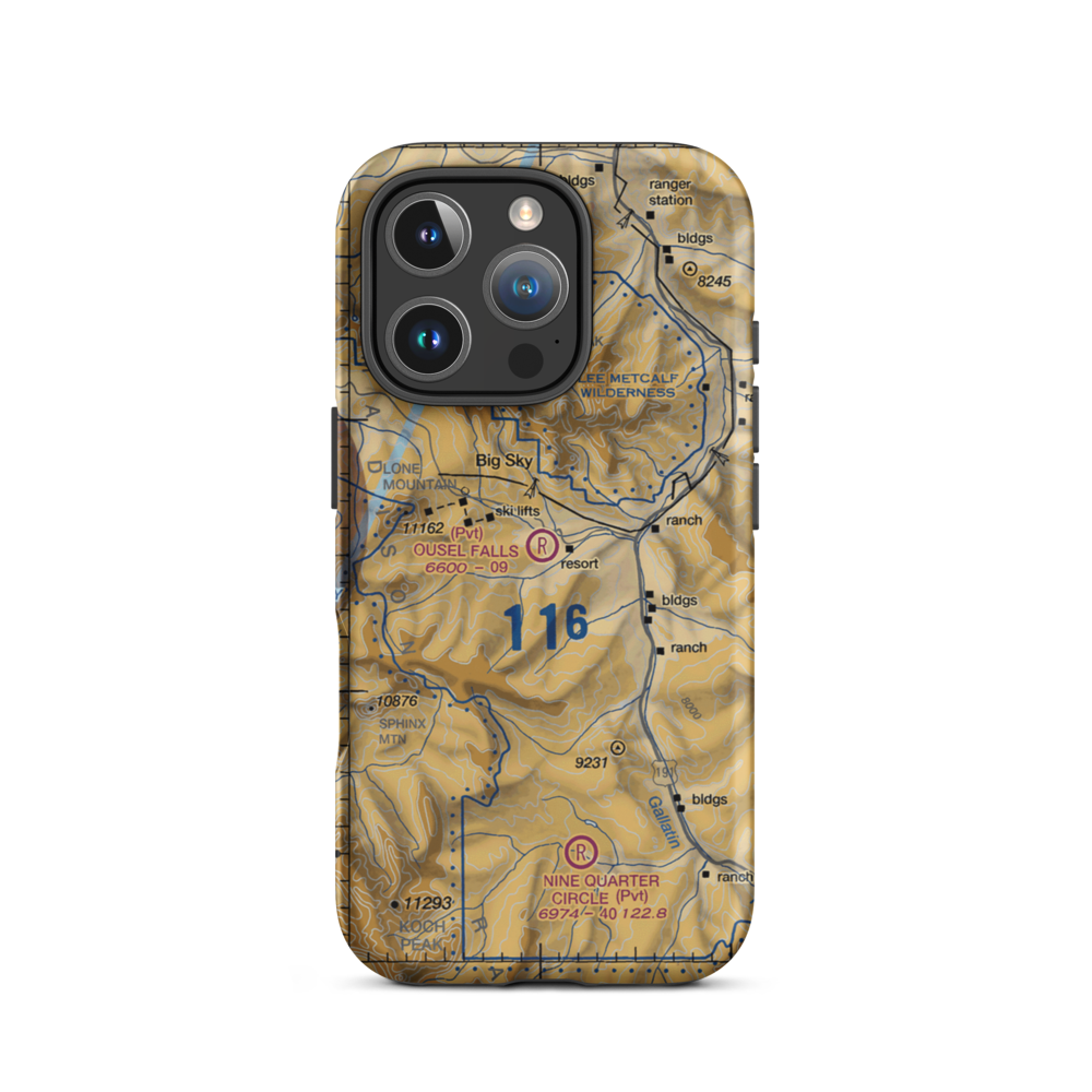 Ousel Falls Airport (MT94) VFR Sectional  Tough iPhone Case iPhone 16 Pro model shown