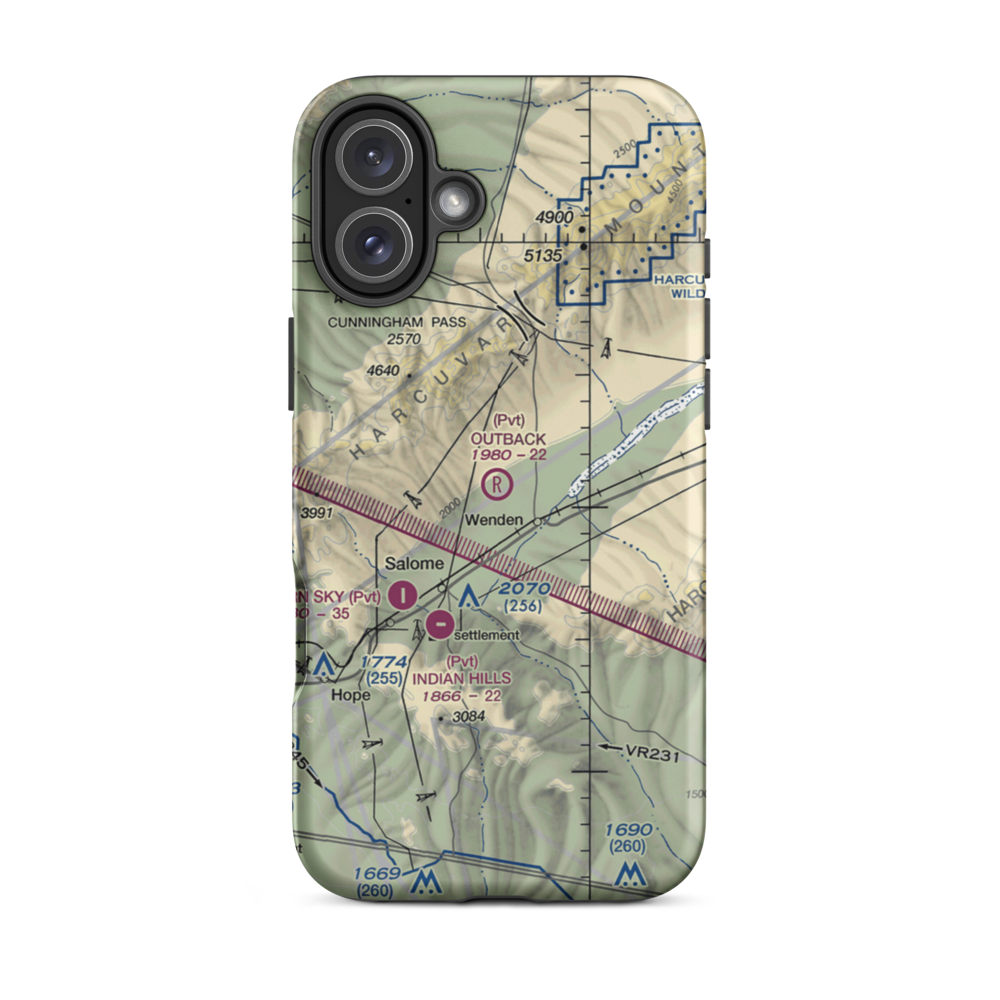 Outback Ranch Airstrip (AZ01) VFR Sectional  Tough iPhone Case iPhone 16 Plus model shown