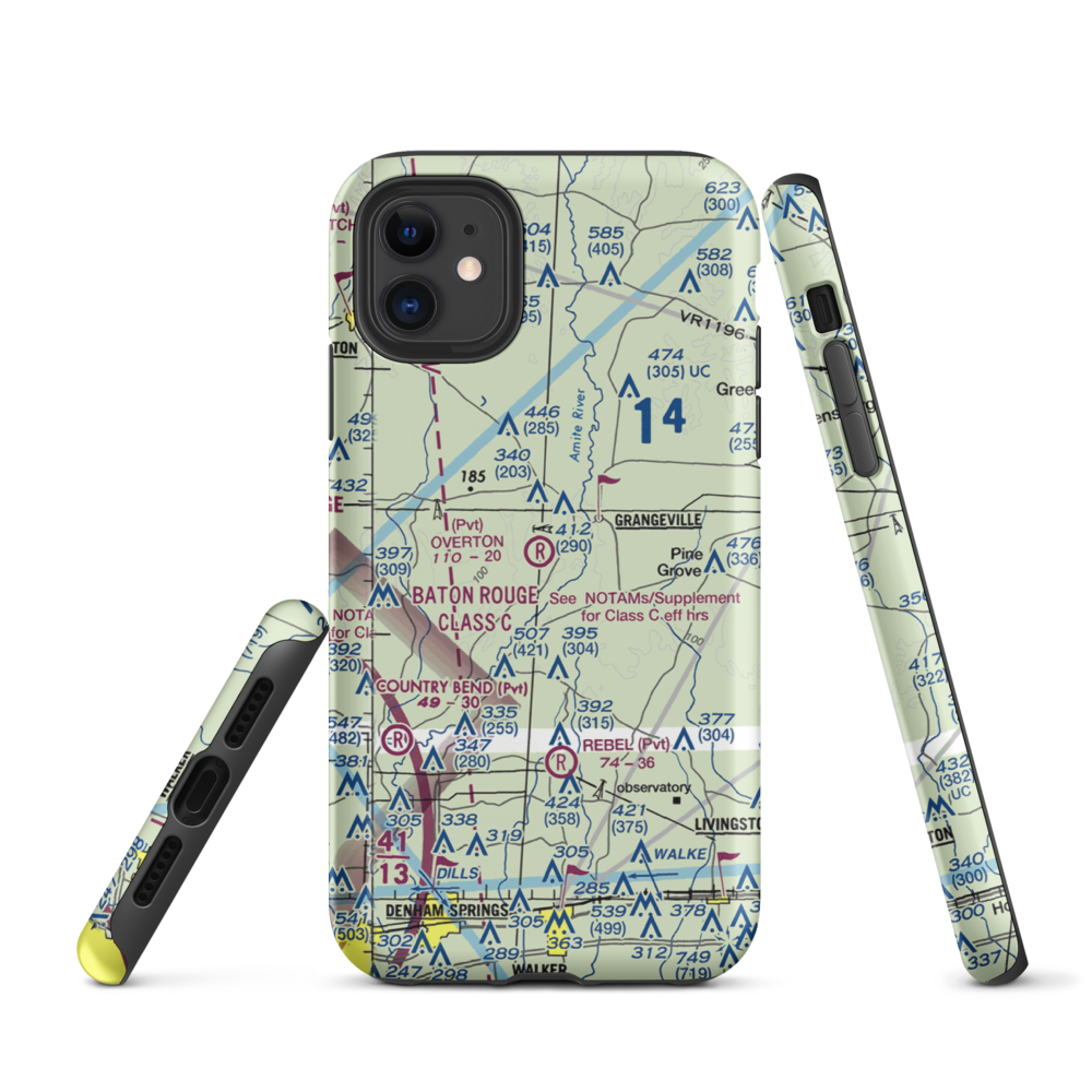 Overton Private Airport (4LA8) VFR Sectional  Tough iPhone Case iPhone 11 model shown