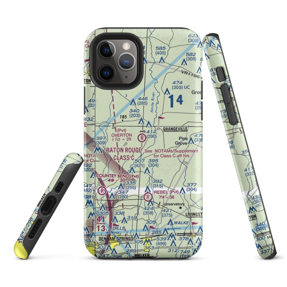 Overton Private Airport (4LA8) VFR Sectional  Tough iPhone Case iPhone 11 Pro model shown