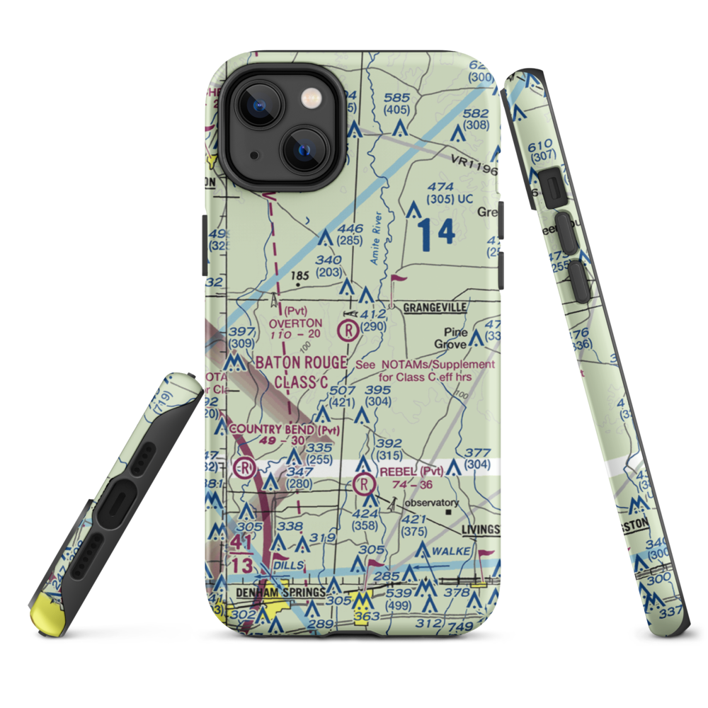 Overton Private Airport (4LA8) VFR Sectional  Tough iPhone Case iPhone 14 Plus model shown