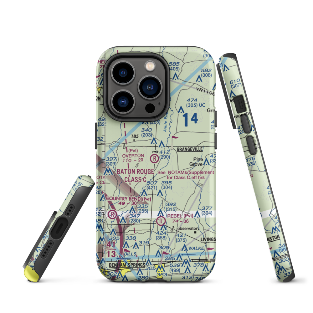 Overton Private Airport (4LA8) VFR Sectional  Tough iPhone Case iPhone 14 Pro model shown