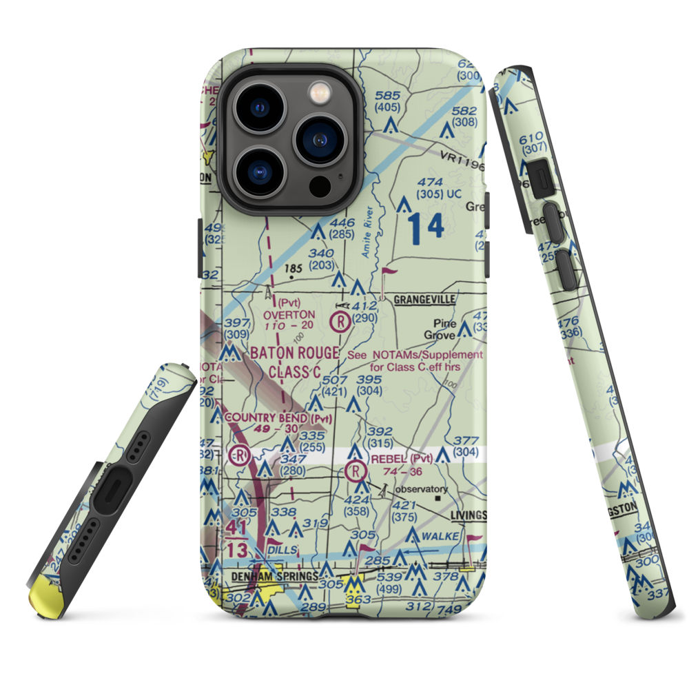 Overton Private Airport (4LA8) VFR Sectional  Tough iPhone Case iPhone 14 Pro Max model shown