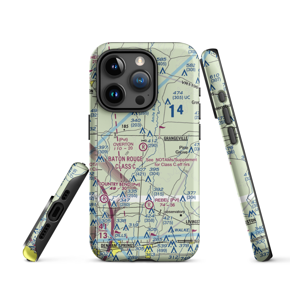 Overton Private Airport (4LA8) VFR Sectional  Tough iPhone Case iPhone 15 Pro model shown
