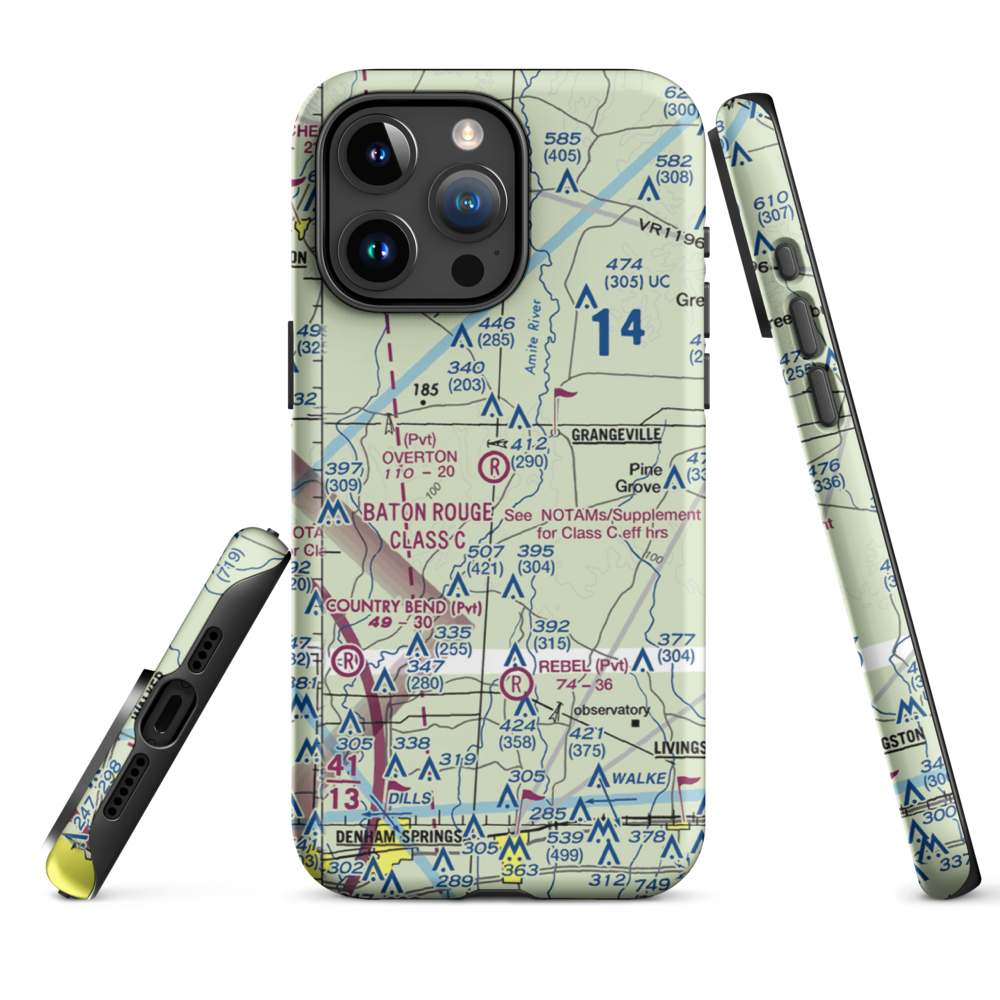Overton Private Airport (4LA8) VFR Sectional  Tough iPhone Case iPhone 15 Pro Max model shown