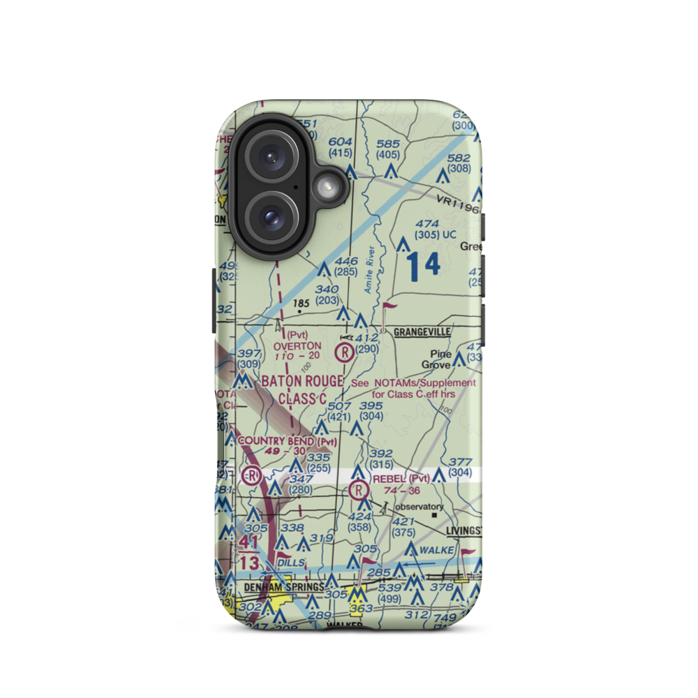 Overton Private Airport (4LA8) VFR Sectional  Tough iPhone Case iPhone 16 model shown