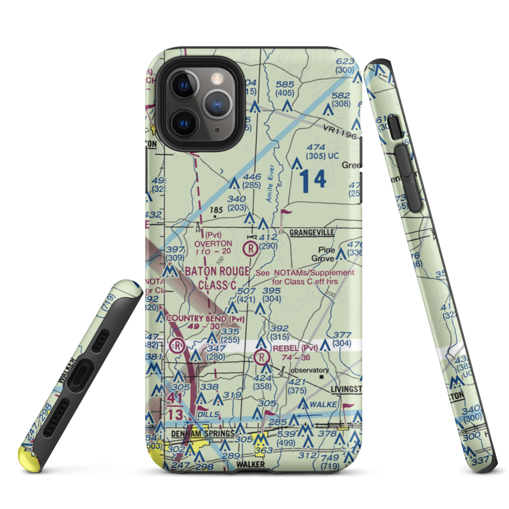 Overton Private Airport (4LA8) VFR Sectional  Tough iPhone Case iPhone 11 Pro Max model shown