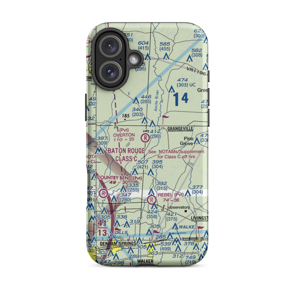 Overton Private Airport (4LA8) VFR Sectional  Tough iPhone Case iPhone 16 Plus model shown