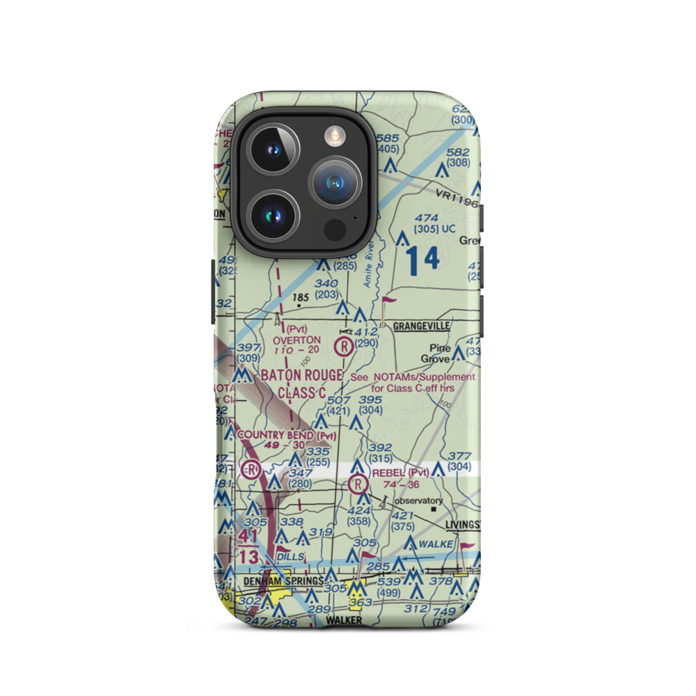 Overton Private Airport (4LA8) VFR Sectional  Tough iPhone Case iPhone 16 Pro model shown