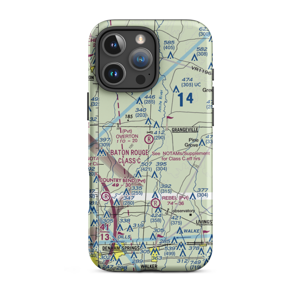 Overton Private Airport (4LA8) VFR Sectional  Tough iPhone Case iPhone 16 Pro Max model shown