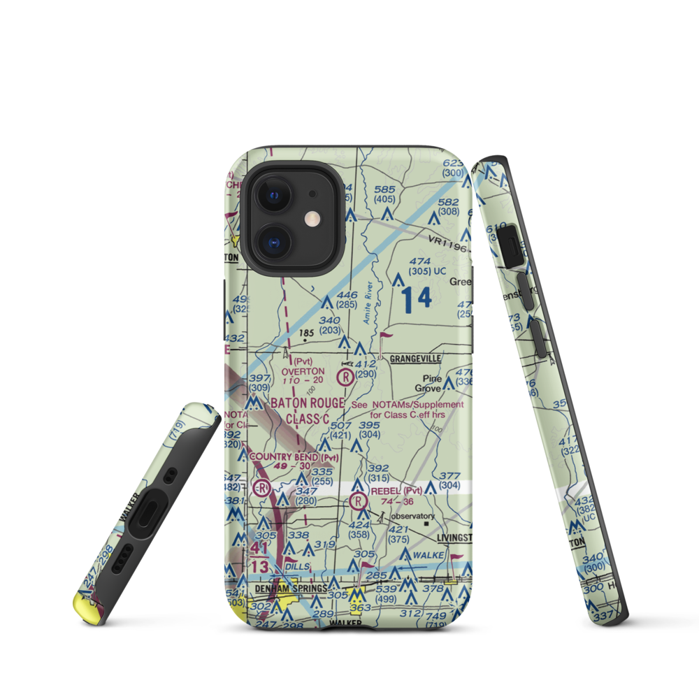 Overton Private Airport (4LA8) VFR Sectional  Tough iPhone Case iPhone 12 mini model shown