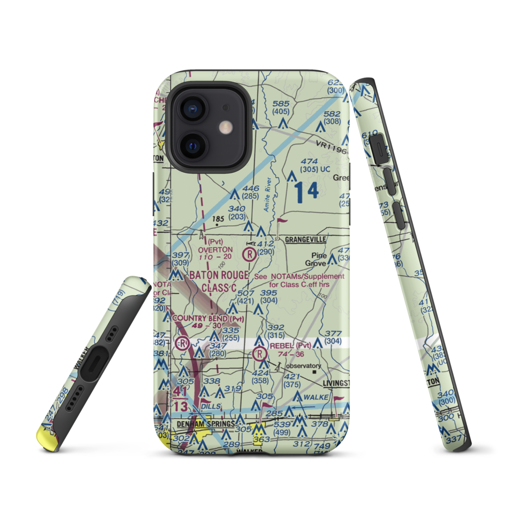 Overton Private Airport (4LA8) VFR Sectional  Tough iPhone Case iPhone 12 model shown