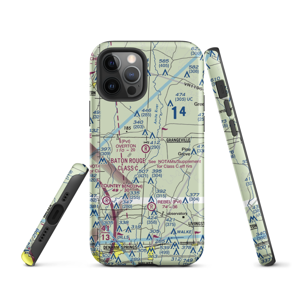 Overton Private Airport (4LA8) VFR Sectional  Tough iPhone Case iPhone 12 Pro model shown