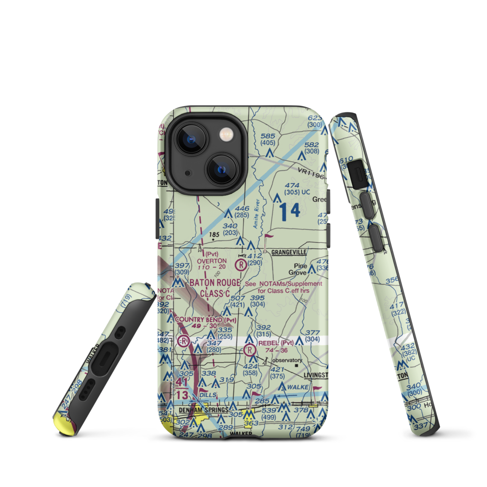 Overton Private Airport (4LA8) VFR Sectional  Tough iPhone Case iPhone 13 mini model shown