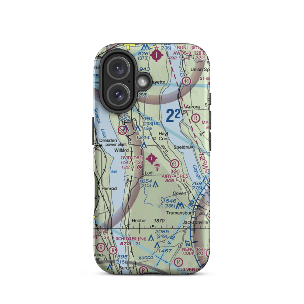 Ovid Airport (D82) VFR Sectional  Tough iPhone Case iPhone 16 model shown