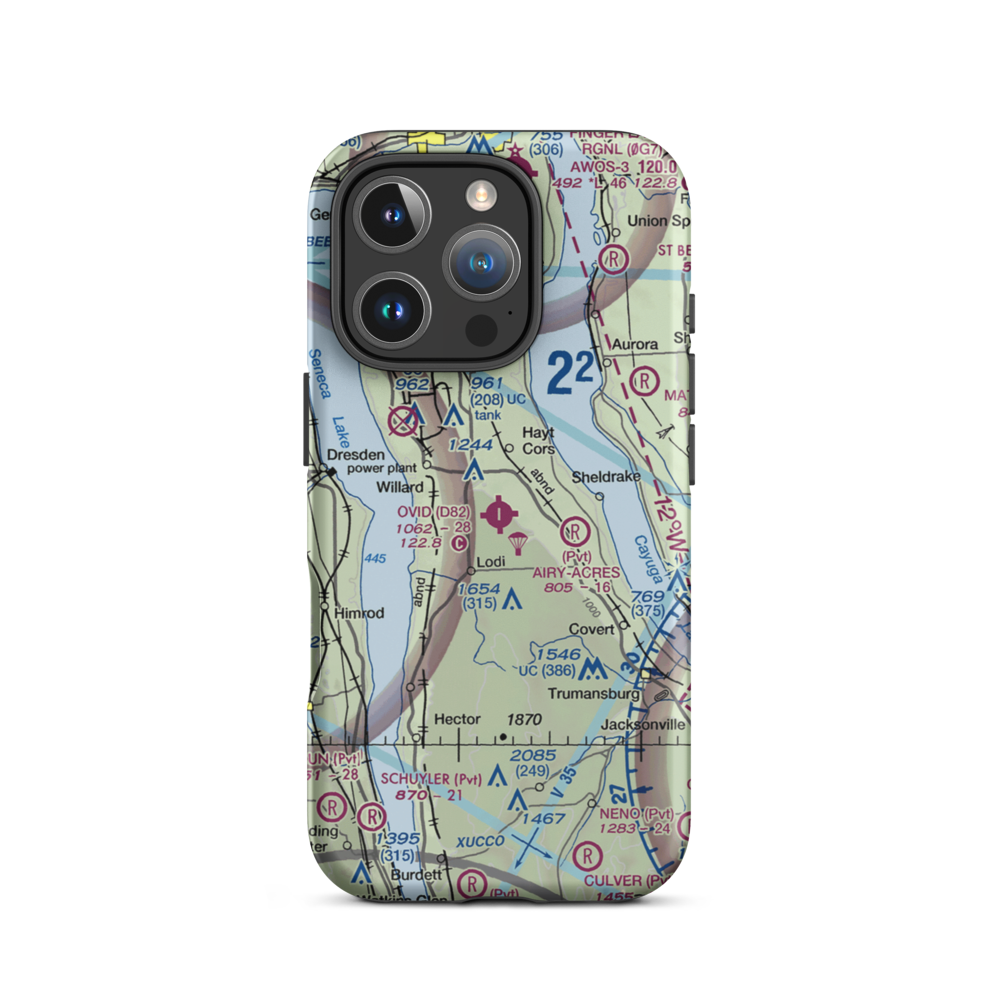 Ovid Airport (D82) VFR Sectional  Tough iPhone Case iPhone 16 Pro model shown