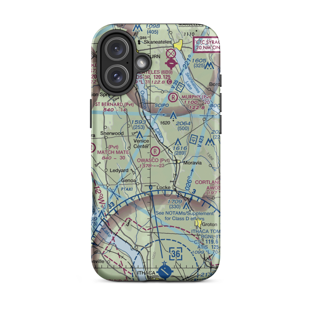 Owasco Airport (92NK) VFR Sectional  Tough iPhone Case iPhone 16 Plus model shown