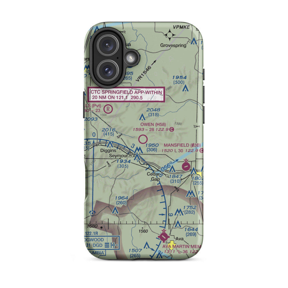 Owen Field (H58) VFR Sectional  Tough iPhone Case iPhone 16 Plus model shown