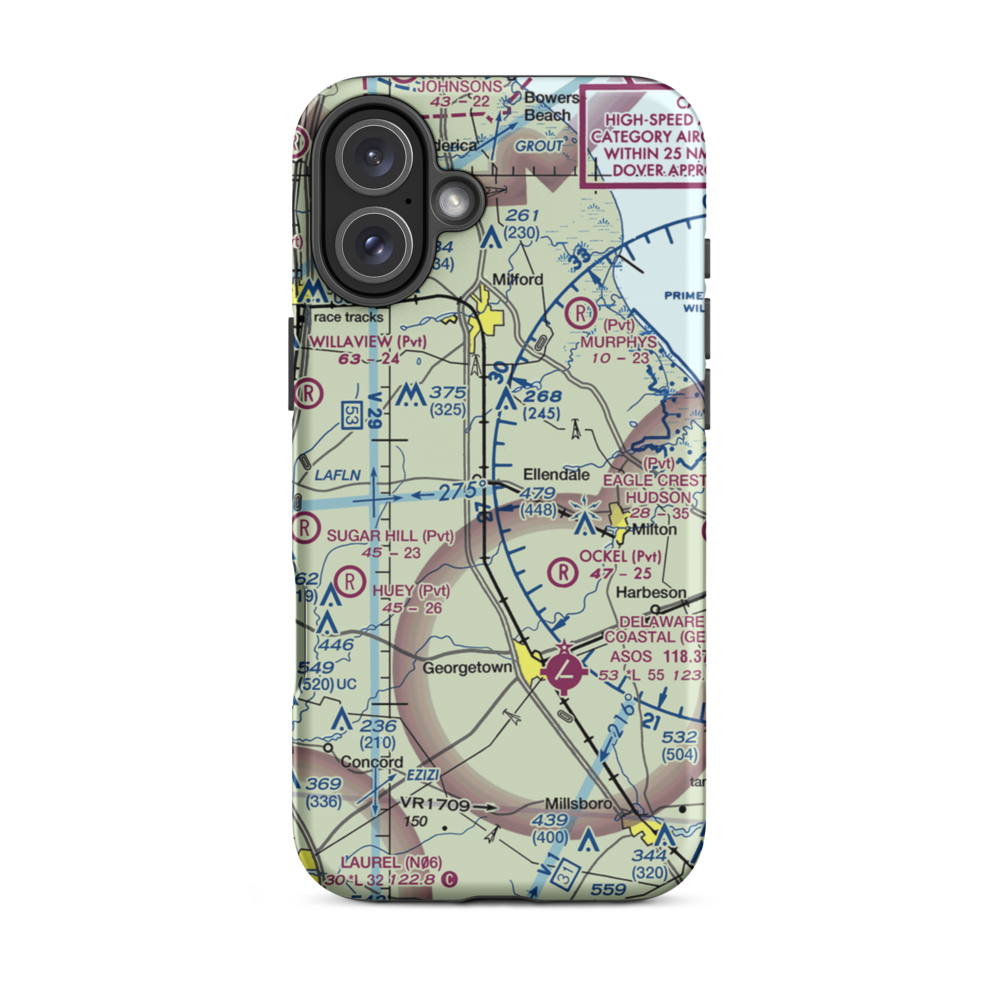 Owens Field (DE12) VFR Sectional  Tough iPhone Case iPhone 16 Plus model shown
