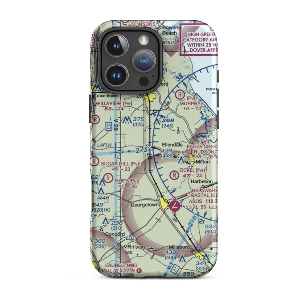 Owens Field (DE12) VFR Sectional  Tough iPhone Case iPhone 16 Pro Max model shown