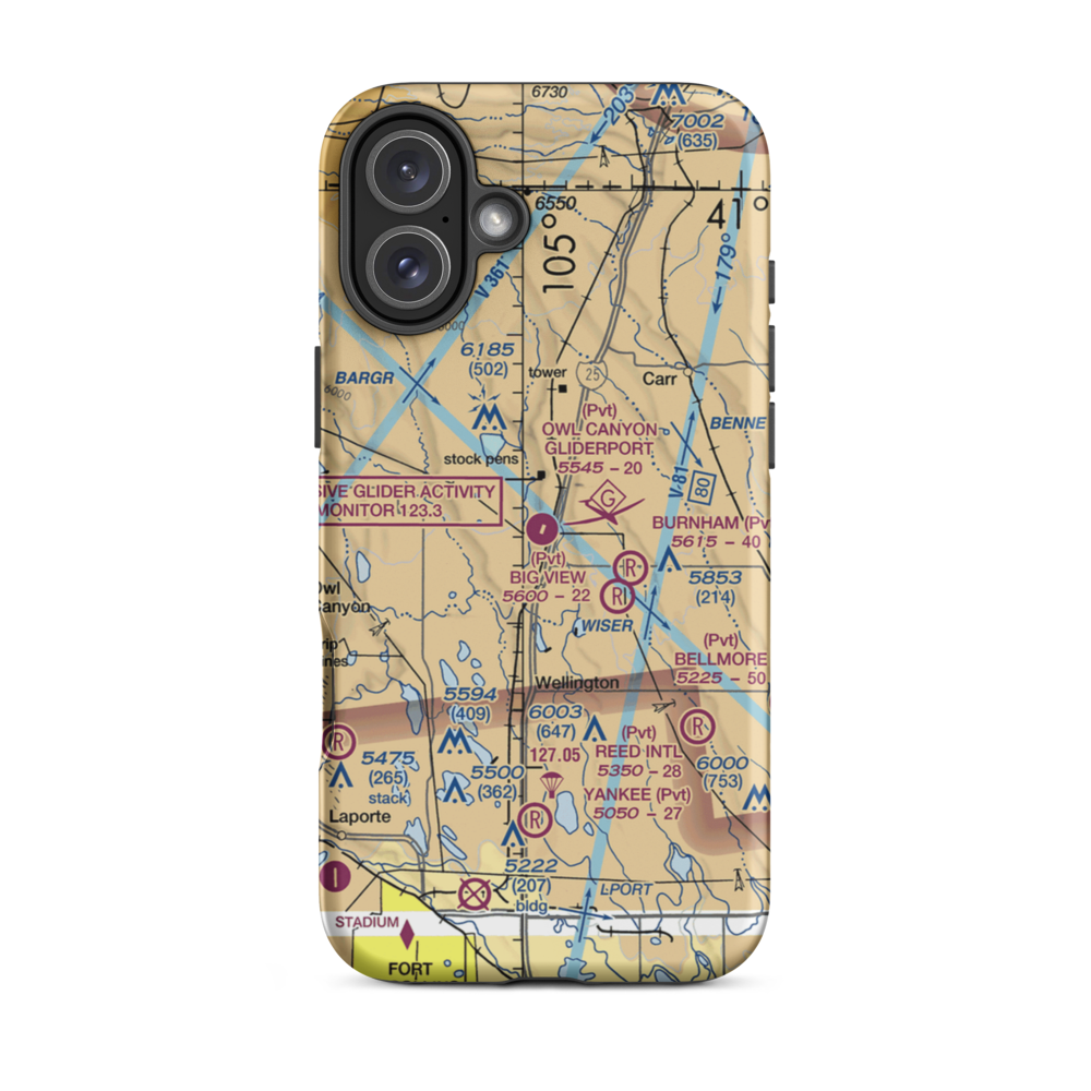 Owl Canyon Gliderport (4CO2) VFR Sectional  Tough iPhone Case iPhone 16 Plus model shown