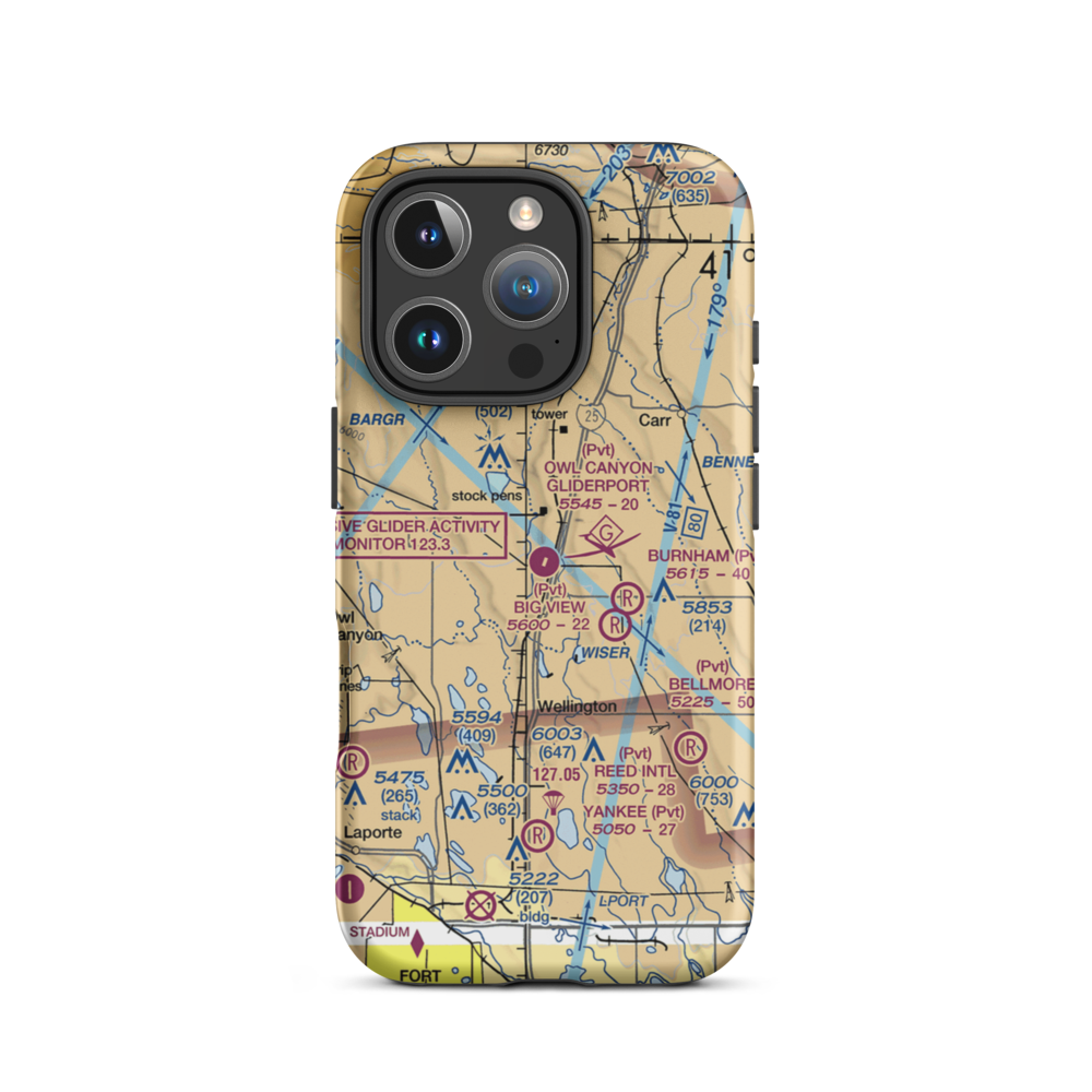Owl Canyon Gliderport (4CO2) VFR Sectional  Tough iPhone Case iPhone 16 Pro model shown