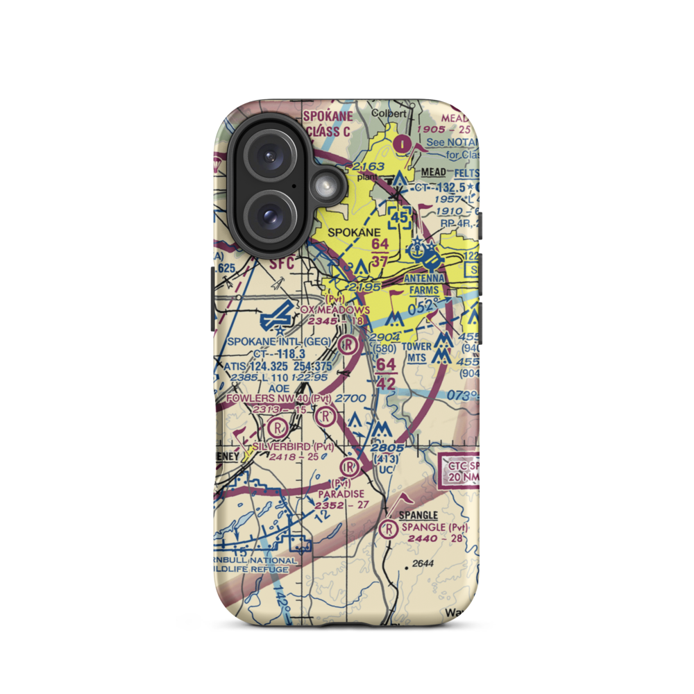 Ox Meadows Airport (04WA) VFR Sectional  Tough iPhone Case iPhone 16 model shown