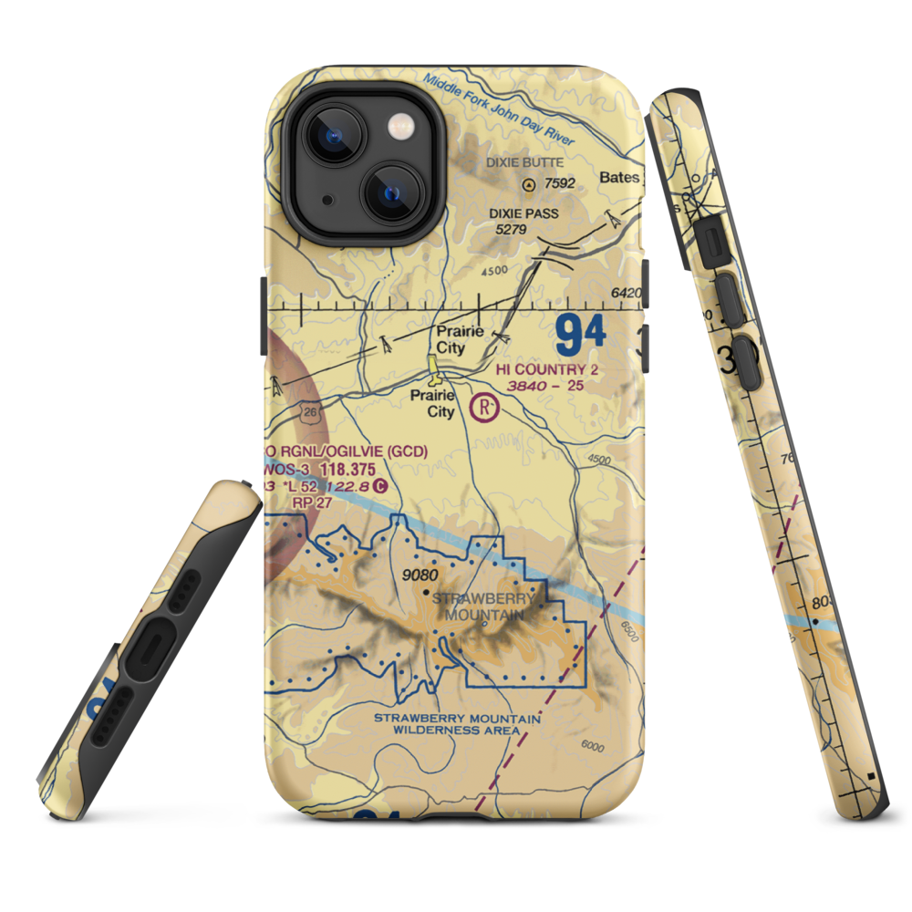 Oxbow Ranch Airport (OR17) VFR Sectional  Tough iPhone Case iPhone 14 Plus model shown