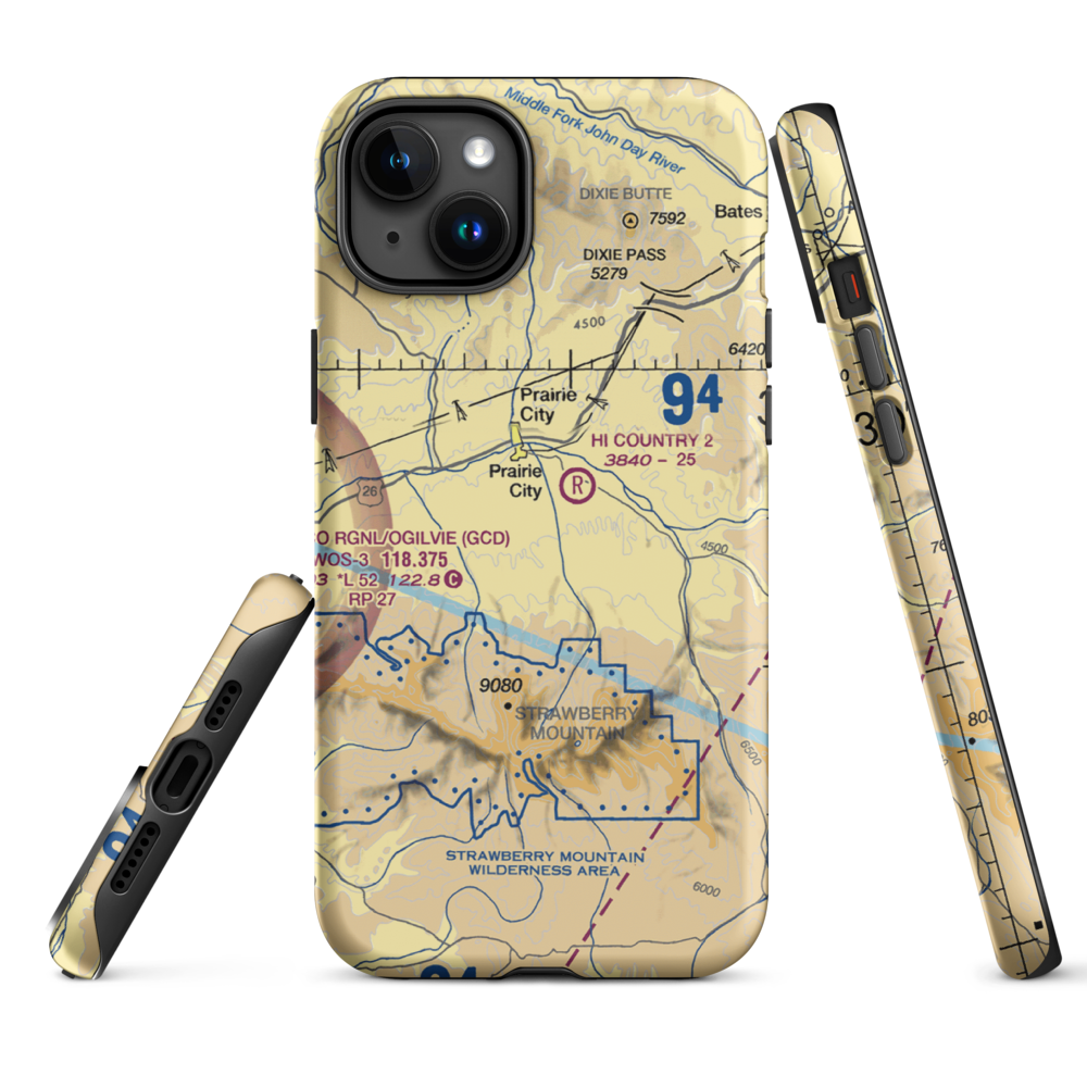 Oxbow Ranch Airport (OR17) VFR Sectional  Tough iPhone Case iPhone 15 Plus model shown