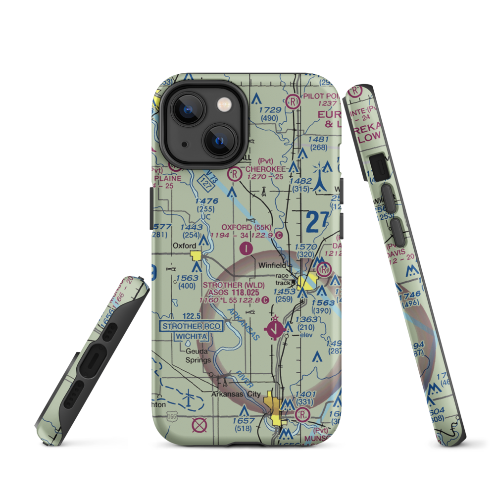 Oxford Municipal Airport (55K) VFR Sectional  Tough iPhone Case iPhone 14 model shown