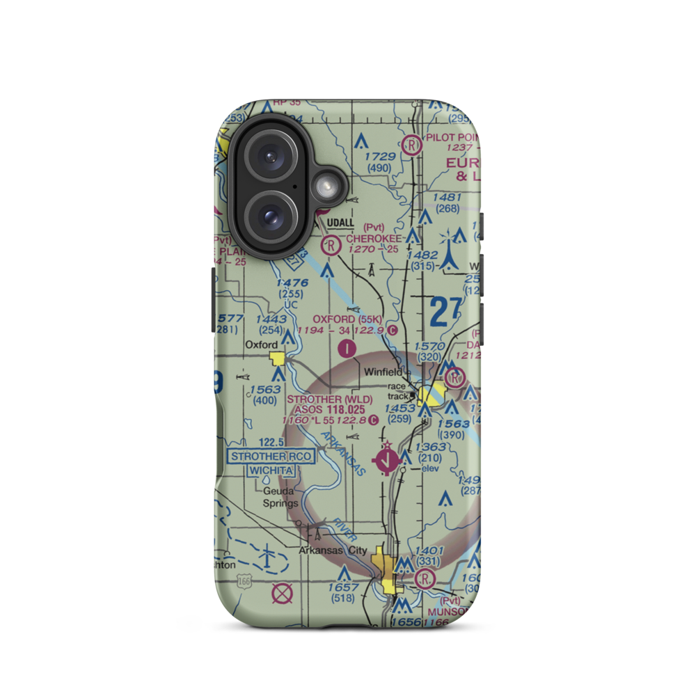 Oxford Municipal Airport (55K) VFR Sectional  Tough iPhone Case iPhone 16 model shown