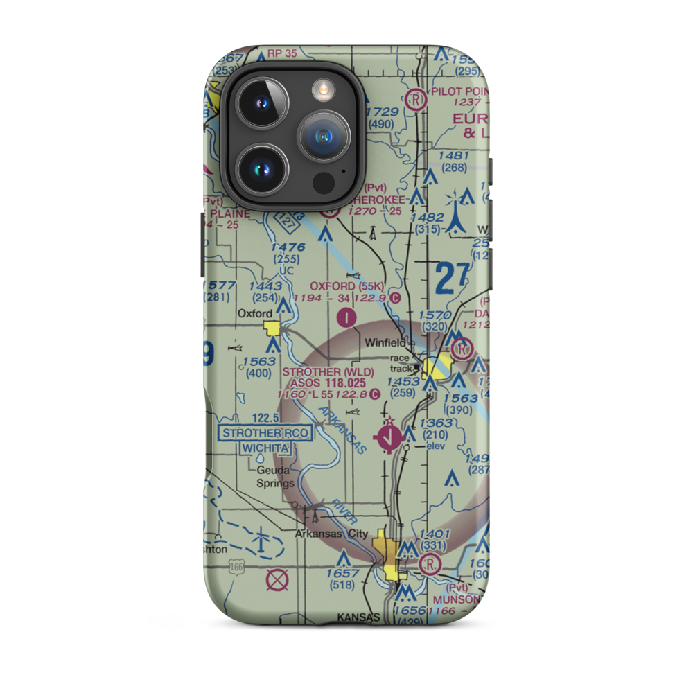 Oxford Municipal Airport (55K) VFR Sectional  Tough iPhone Case iPhone 16 Pro Max model shown