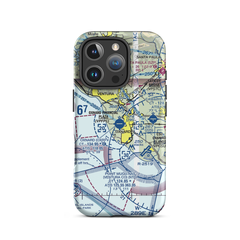 Oxnard Airport (OXR) VFR Sectional  Tough iPhone Case iPhone 16 Pro model shown