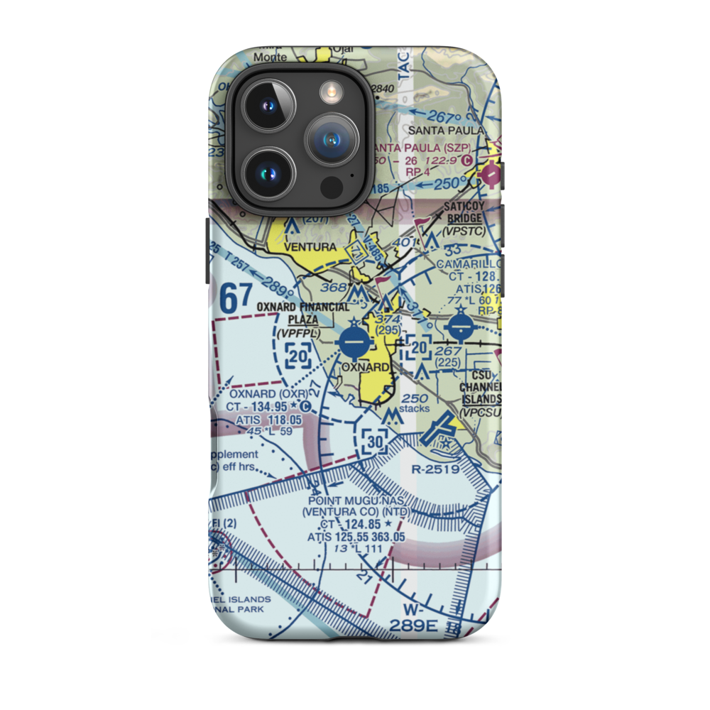 Oxnard Airport (OXR) VFR Sectional  Tough iPhone Case iPhone 16 Pro Max model shown