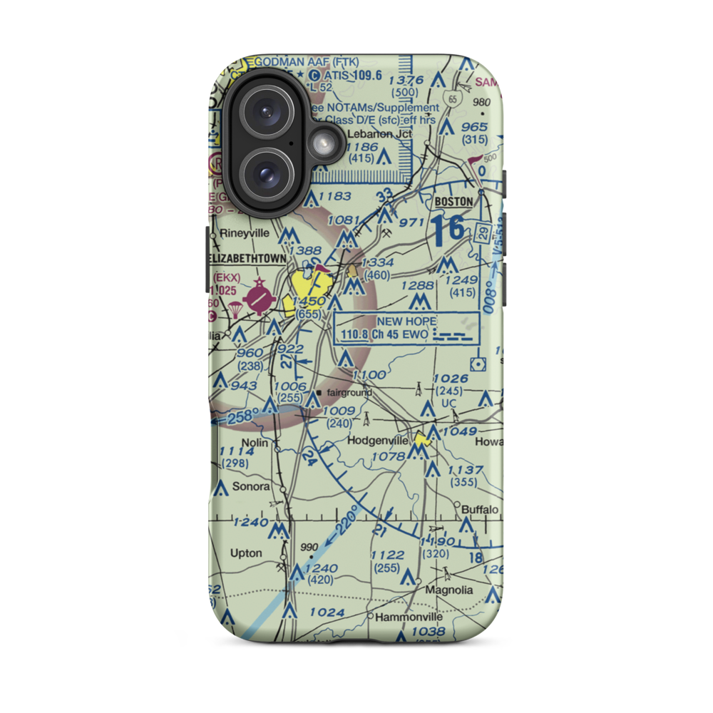 Oz Airport (2KY4) VFR Sectional  Tough iPhone Case iPhone 16 Plus model shown