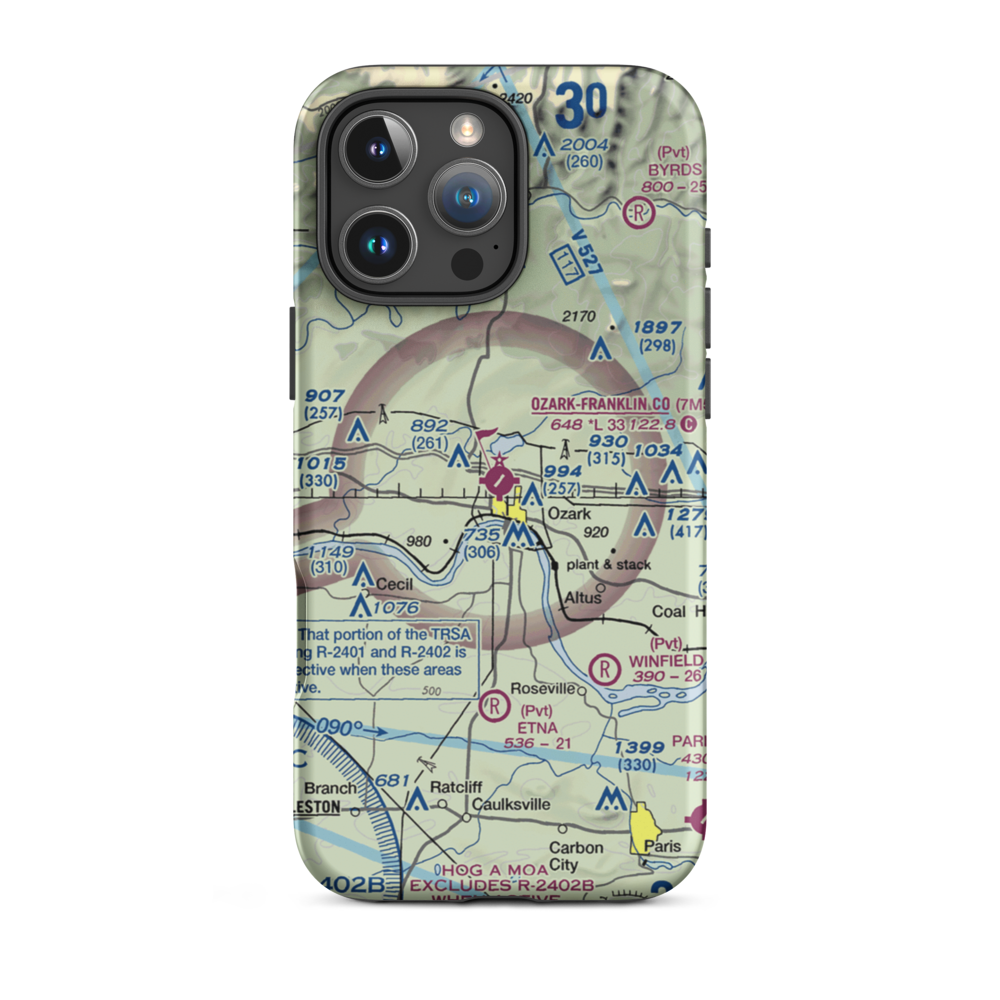 Ozark Franklin County Airport (7M5) VFR Sectional  Tough iPhone Case iPhone 16 Pro Max model shown
