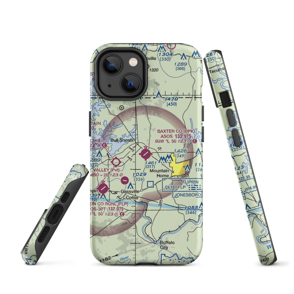 Ozark Regional Airport (BPK) VFR Sectional  Tough iPhone Case iPhone 14 model shown