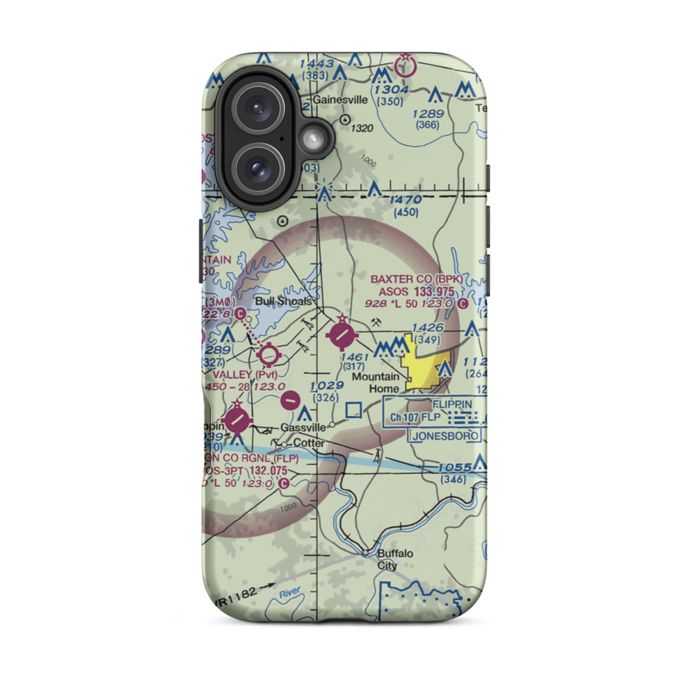 Ozark Regional Airport (BPK) VFR Sectional  Tough iPhone Case iPhone 16 Plus model shown