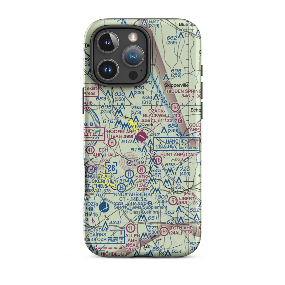 Ozark-Blackwell Field (71J) VFR Sectional  Tough iPhone Case iPhone 16 Pro Max model shown
