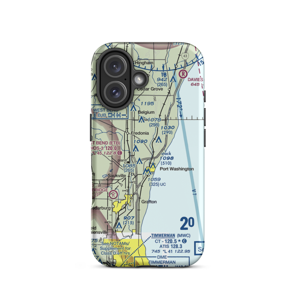 Ozaukee Airport (9WN3) VFR Sectional  Tough iPhone Case iPhone 16 model shown