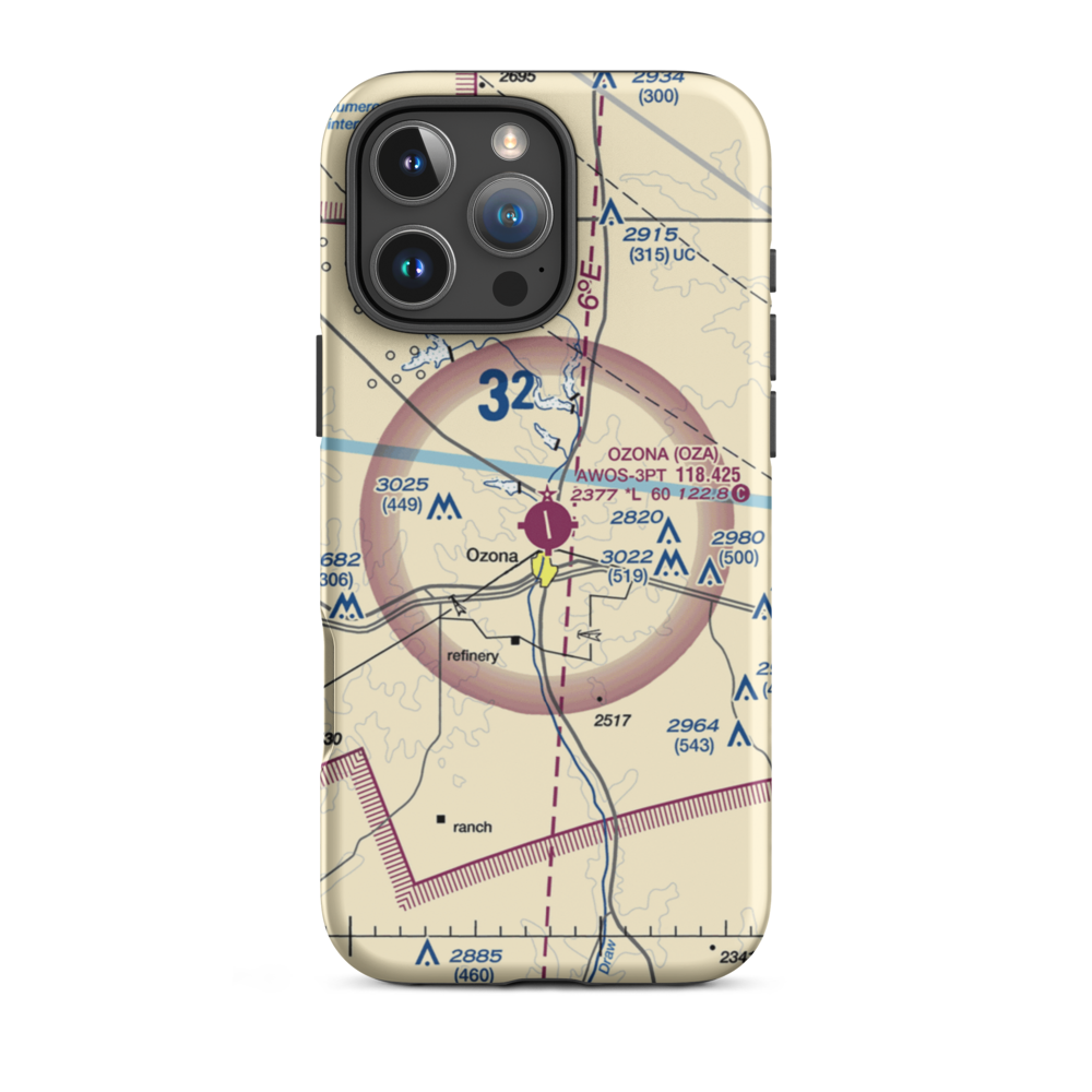 Ozona Municipal Airport (OZA) VFR Sectional  Tough iPhone Case iPhone 16 Pro Max model shown