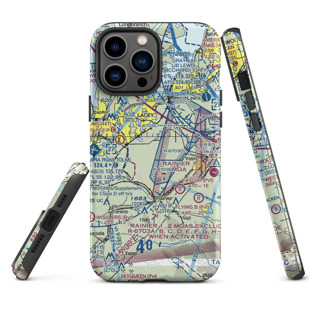 P-L Ranch Airport (08WA) VFR Sectional  Tough iPhone Case iPhone 13 Pro Max model shown
