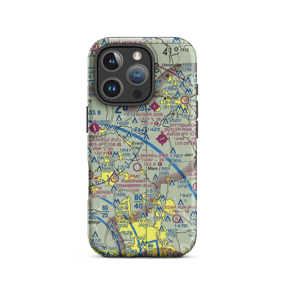 Pabst Blue Ribbon Airport (PN16) VFR Sectional  Tough iPhone Case iPhone 16 Pro model shown