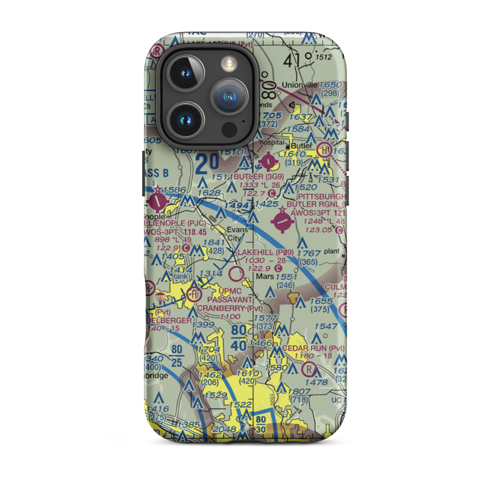 Pabst Blue Ribbon Airport (PN16) VFR Sectional  Tough iPhone Case iPhone 16 Pro Max model shown