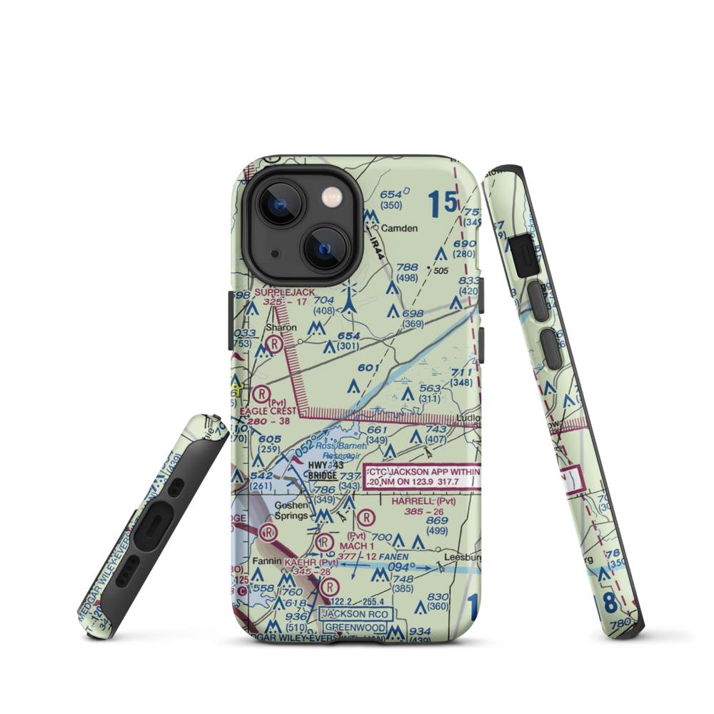 Pace Airstrip (MS29) VFR Sectional  Tough iPhone Case iPhone 13 mini model shown