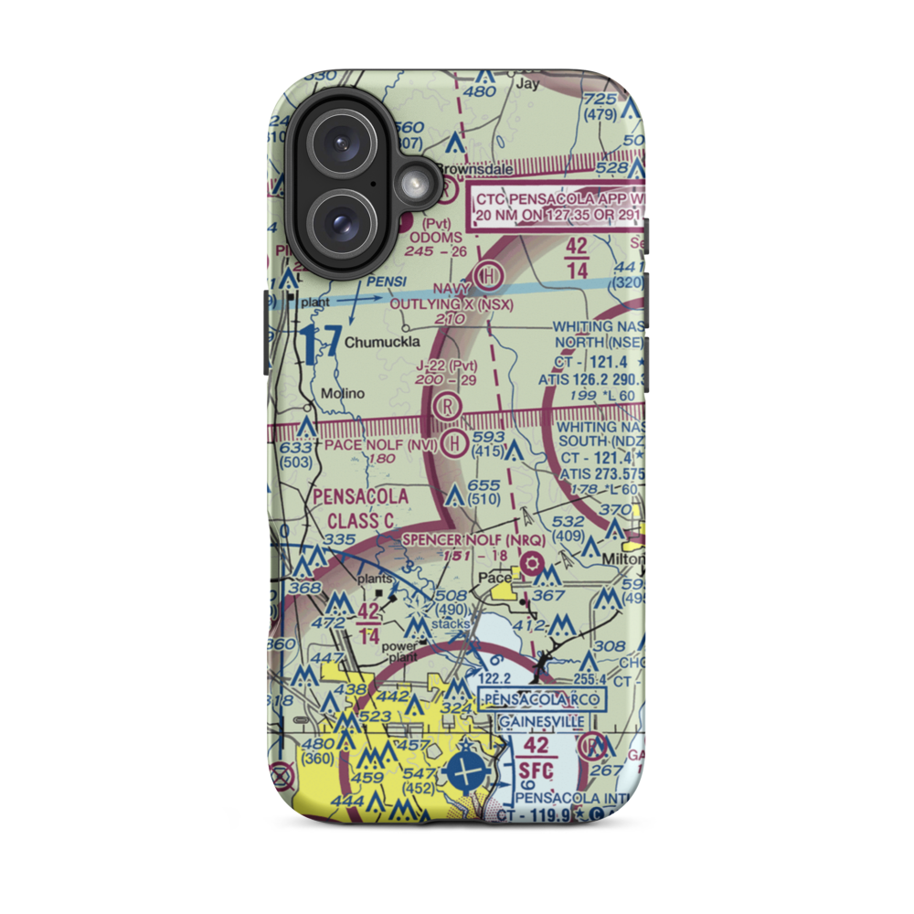 Pace Nolf Heliport (NVI) VFR Sectional  Tough iPhone Case iPhone 16 Plus model shown