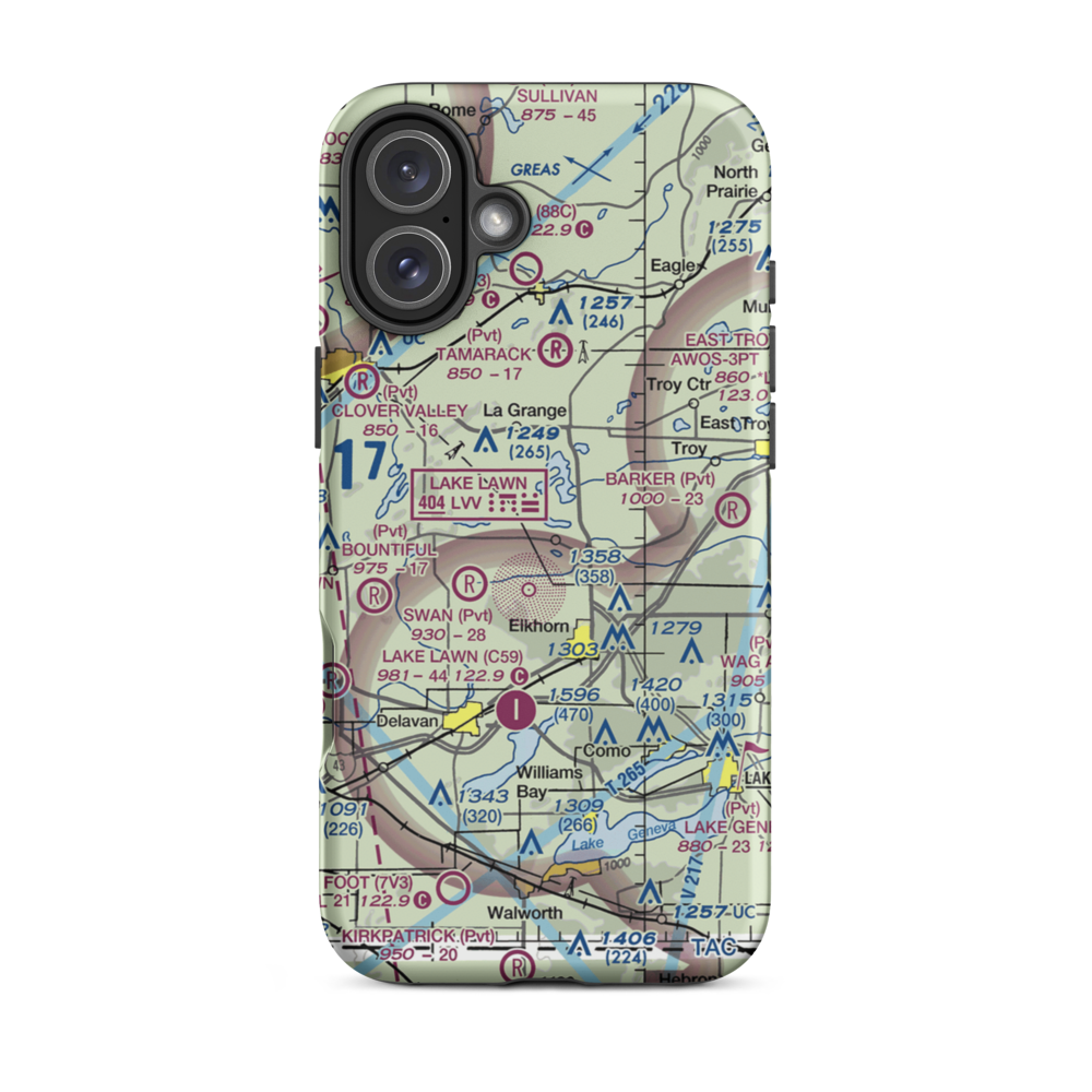 Paddock Field (41WI) VFR Sectional  Tough iPhone Case iPhone 16 Plus model shown